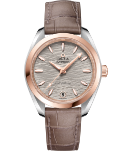 Omega SEAMASTER AQUA TERRA 150M 34 mm, steel ‑ Sedna™ gold on leather strap 220.23.34.20.06.001