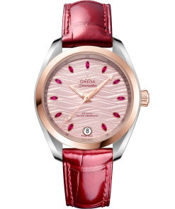 Omega SEAMASTER AQUA TERRA 150M 34 mm, steel ‑ Sedna™ gold on leather strap 220.23.34.20.60.001