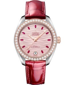 Omega SEAMASTER AQUA TERRA 150M 34 mm, steel ‑ Sedna™ gold on leather strap 220.28.34.20.60.001