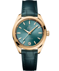 Omega SEAMASTER AQUA TERRA SHADES 34 mm, Moonshine™ gold on leather strap 220.53.34.20.10.001
