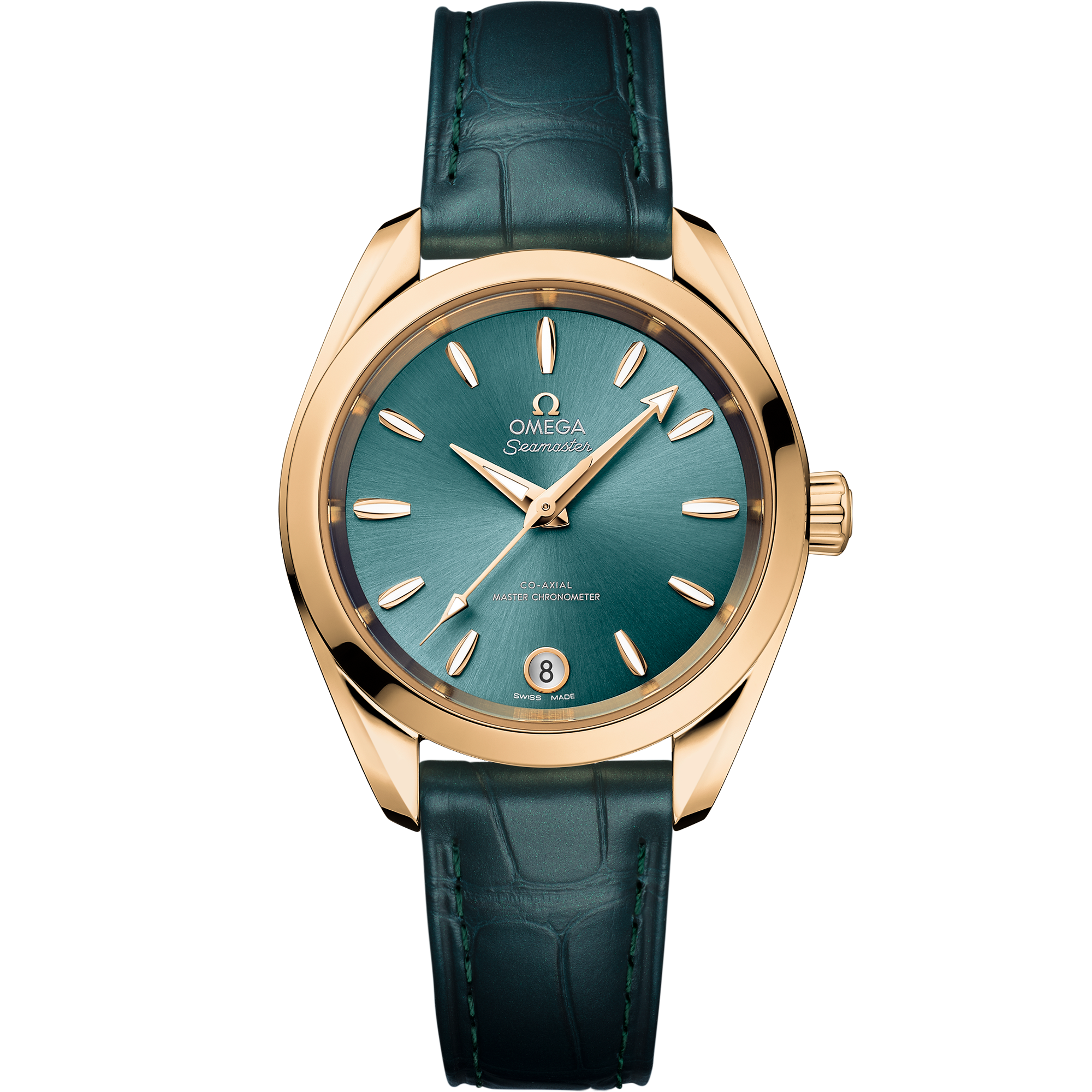 Omega SEAMASTER AQUA TERRA SHADES 34 mm, Moonshine™ gold on leather strap 220.53.34.20.10.001