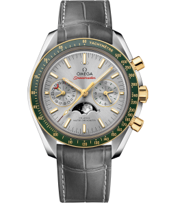 Omega SPEEDMASTER MOONPHASE 44.25 mm, steel ‑ yellow gold on leather strap 304.23.44.52.06.001