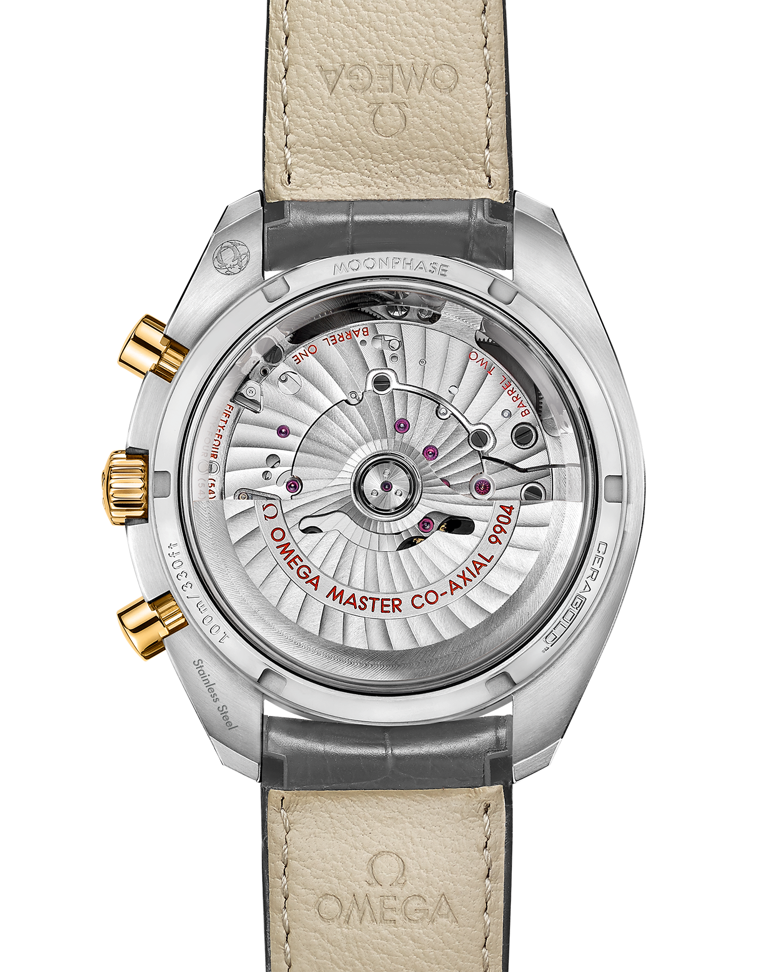 Omega SPEEDMASTER MOONPHASE 44.25 mm, steel ‑ yellow gold on leather strap 304.23.44.52.06.001 - Image 2