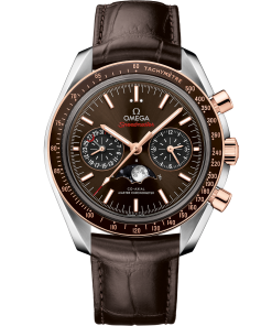 Omega SPEEDMASTER MOONPHASE 44.25 mm, steel ‑ Sedna™ gold on leather strap 304.23.44.52.13.001