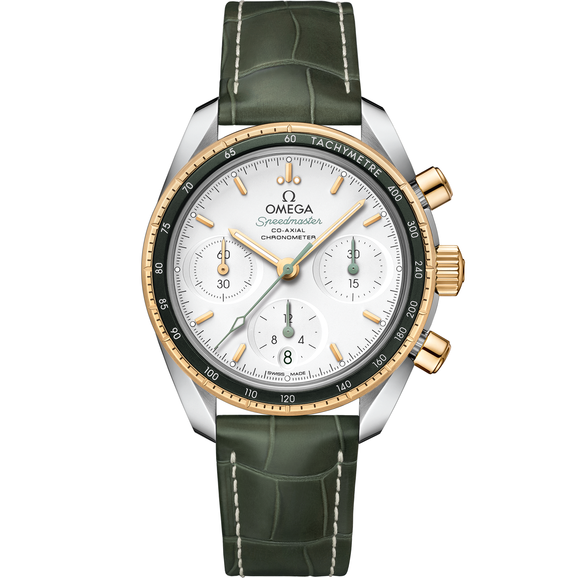 Omega SPEEDMASTER 38 38 mm, steel ‑ yellow gold on leather strap 324.23.38.50.02.001