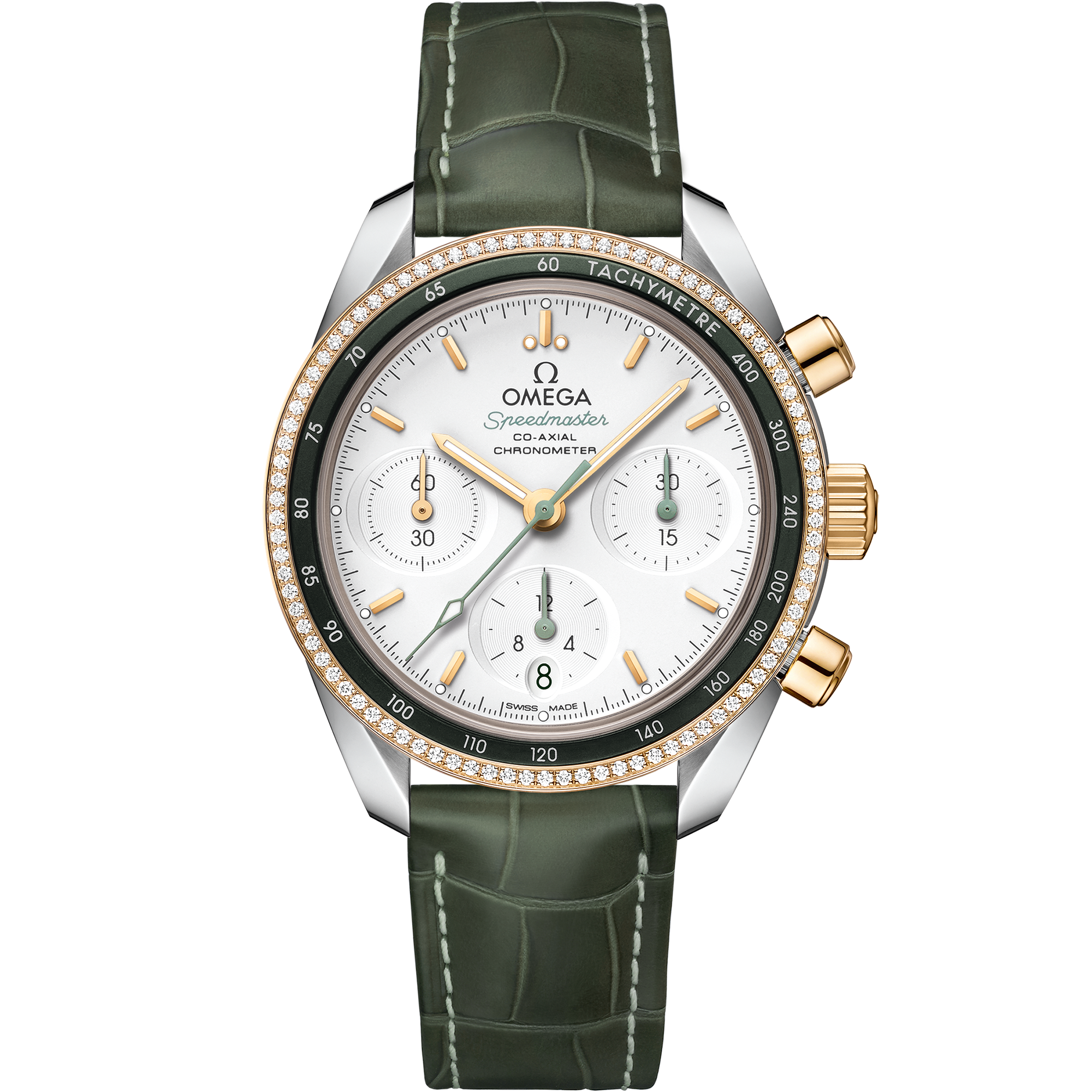 Omega SPEEDMASTER 38 38 mm, steel ‑ yellow gold on leather strap 324.28.38.50.02.001