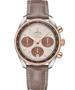 Omega SPEEDMASTER 38 38 mm, steel ‑ Sedna™ gold on leather strap 324.28.38.50.02.002