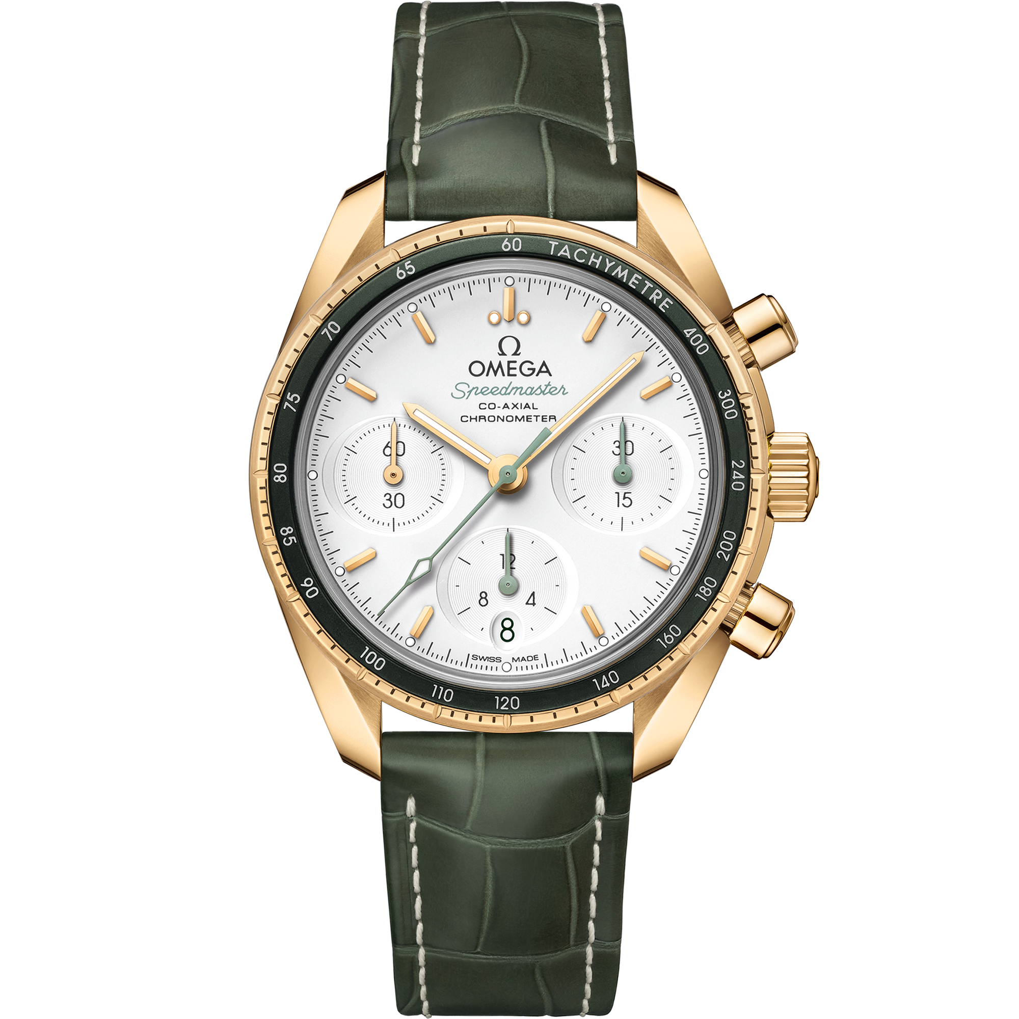 Omega SPEEDMASTER 38 38 mm, yellow gold on leather strap 324.63.38.50.02.004