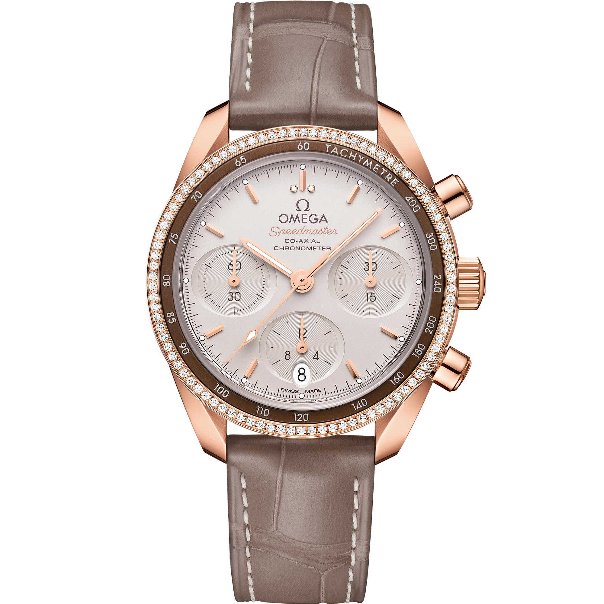 Omega SPEEDMASTER 38 38 mm, Sedna™ gold on leather strap 324.68.38.50.02.003