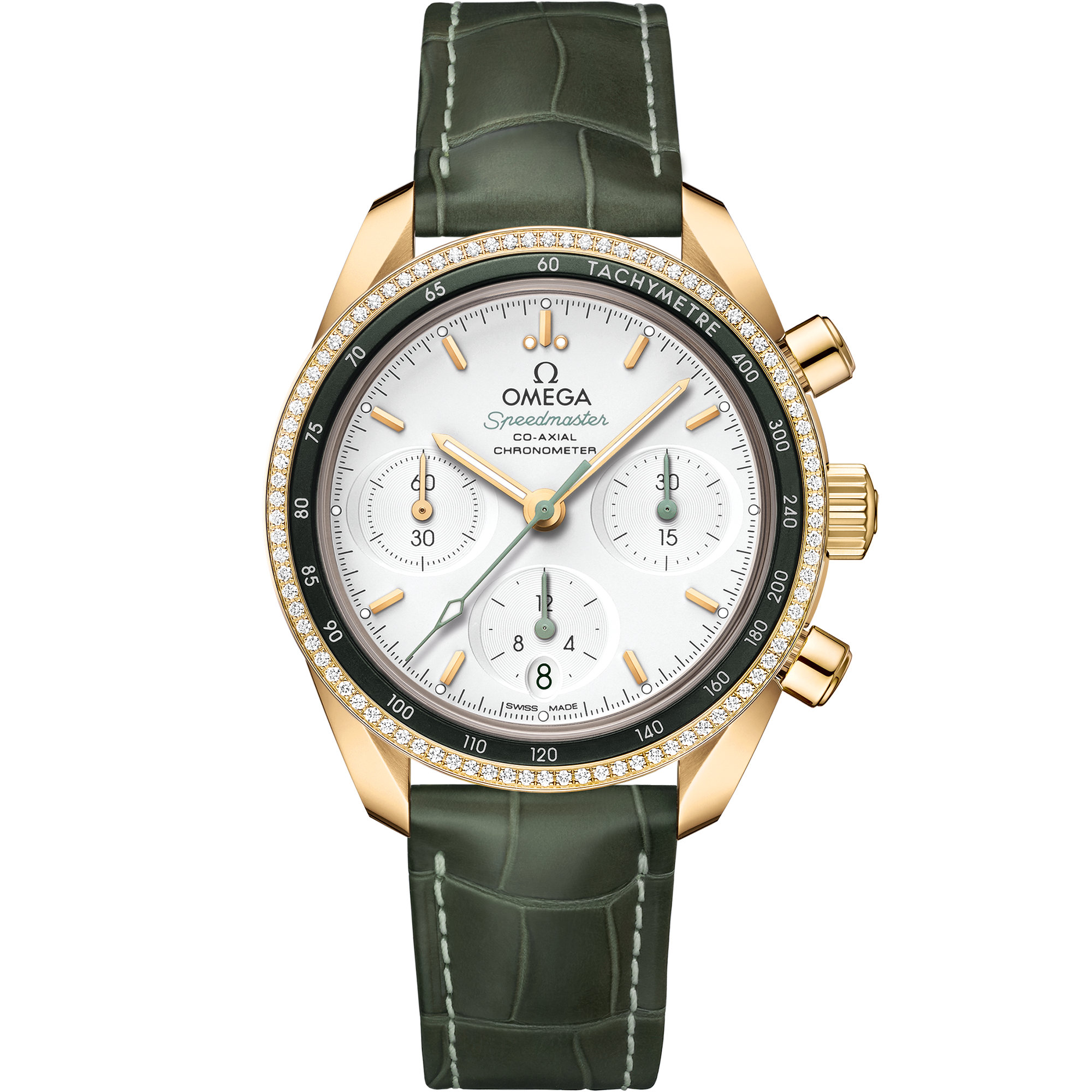 Omega SPEEDMASTER 38 38 mm, yellow gold on leather strap 324.68.38.50.02.004