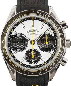 HandMade The Omega Speedmaster Racing White Dial on Rubber Strap