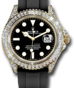 Rolex Yacht-Master 42 Yellow Gold Baguette Bezel Diamond Set Case/Buckle 226668TBR