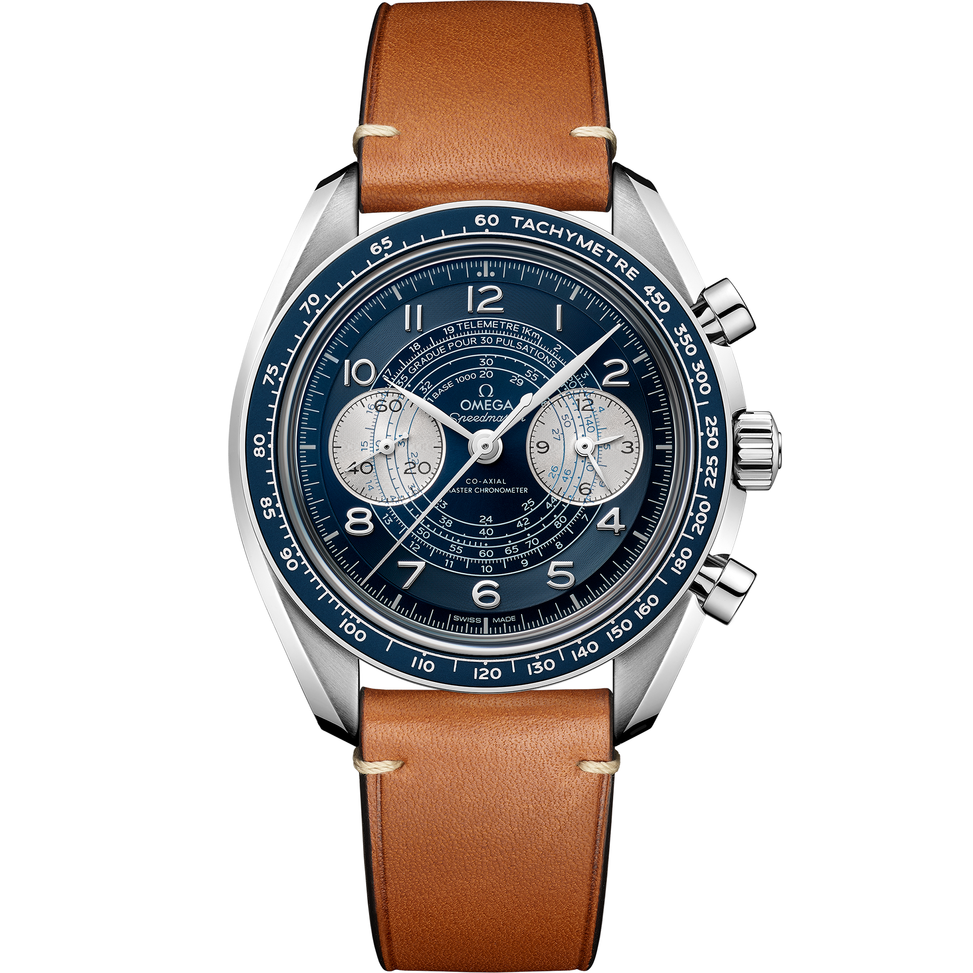 Omega SPEEDMASTER CHRONOSCOPE 43 mm, steel on leather strap 329.32.43.51.03.001