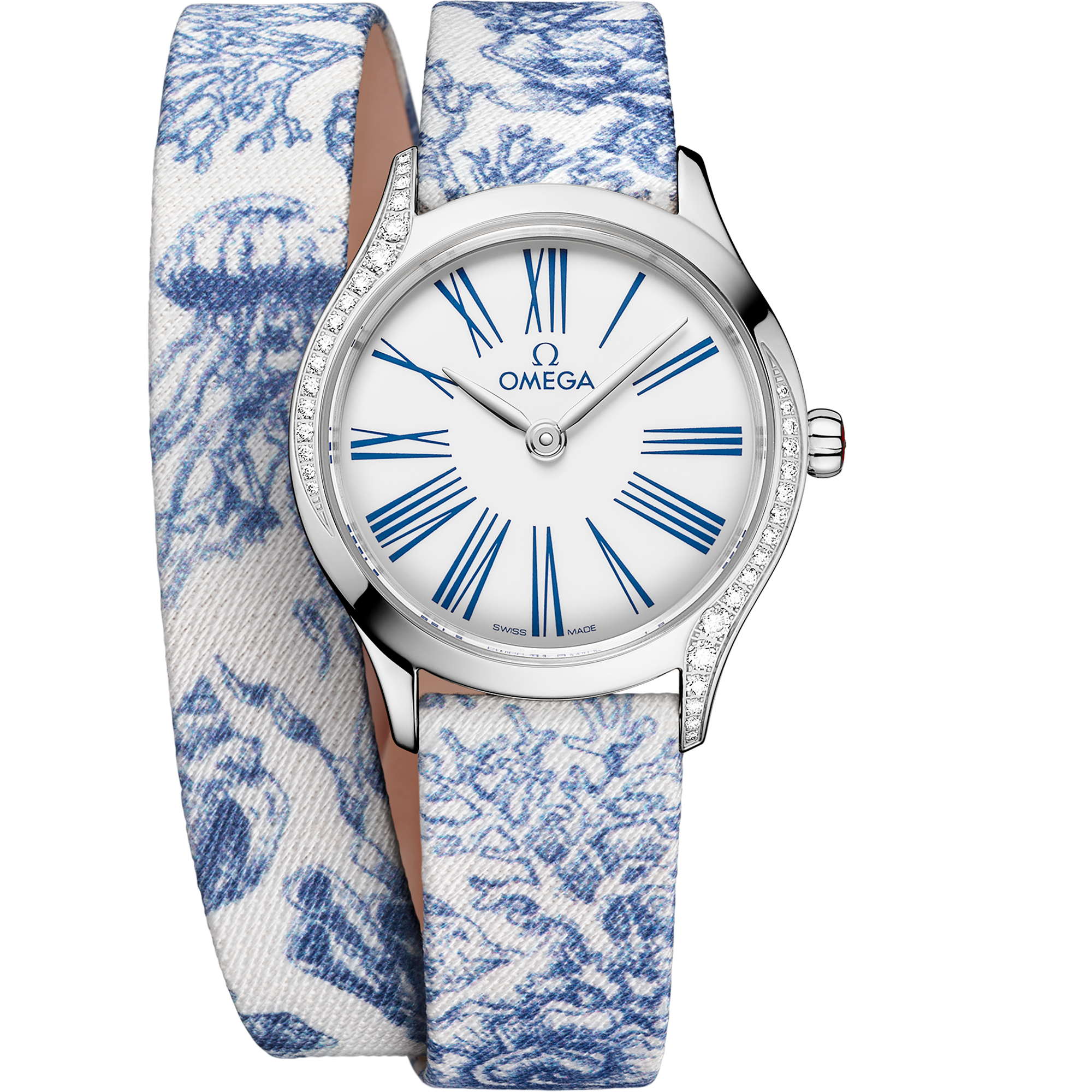 Omega DE VILLE MINI TRÉSOR 26 mm, steel on toile de jouy 428.17.26.60.04.001