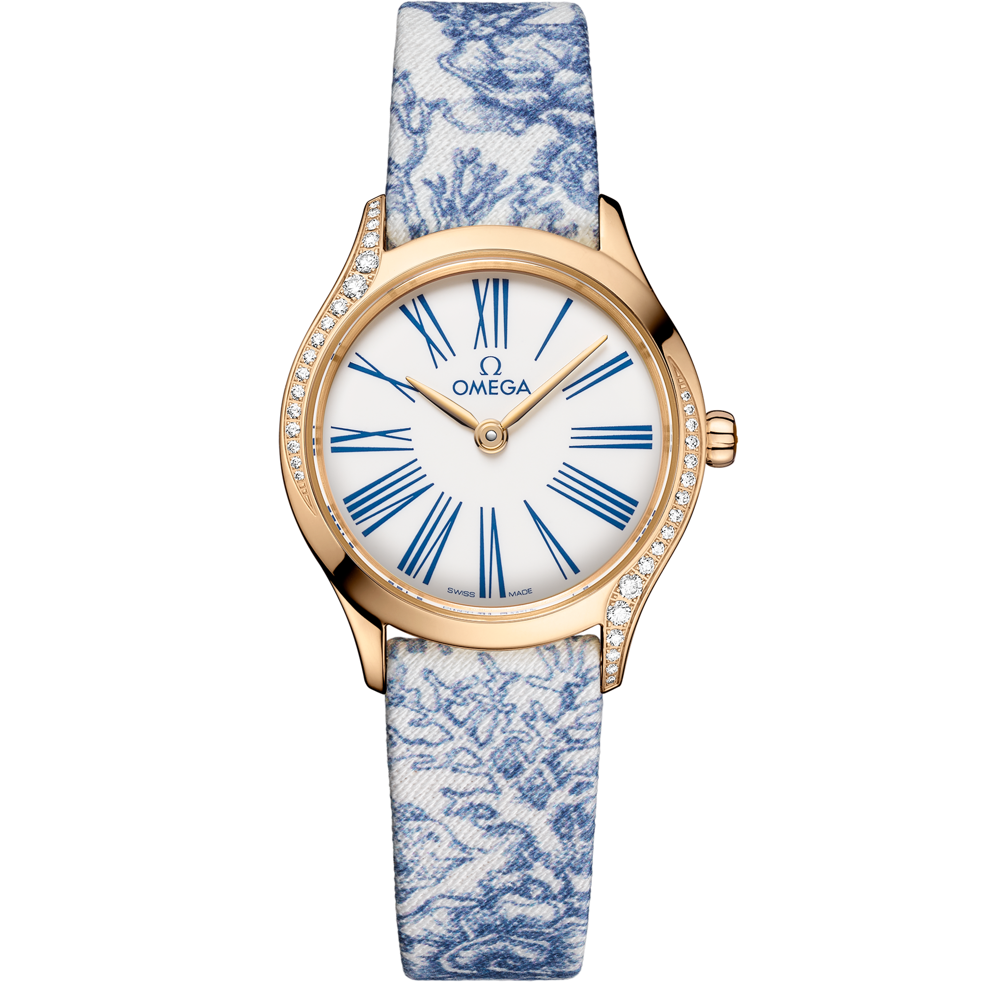 Omega DE VILLE MINI TRÉSOR 26 mm, Moonshine™ gold on toile de jouy 428.57.26.60.04.001