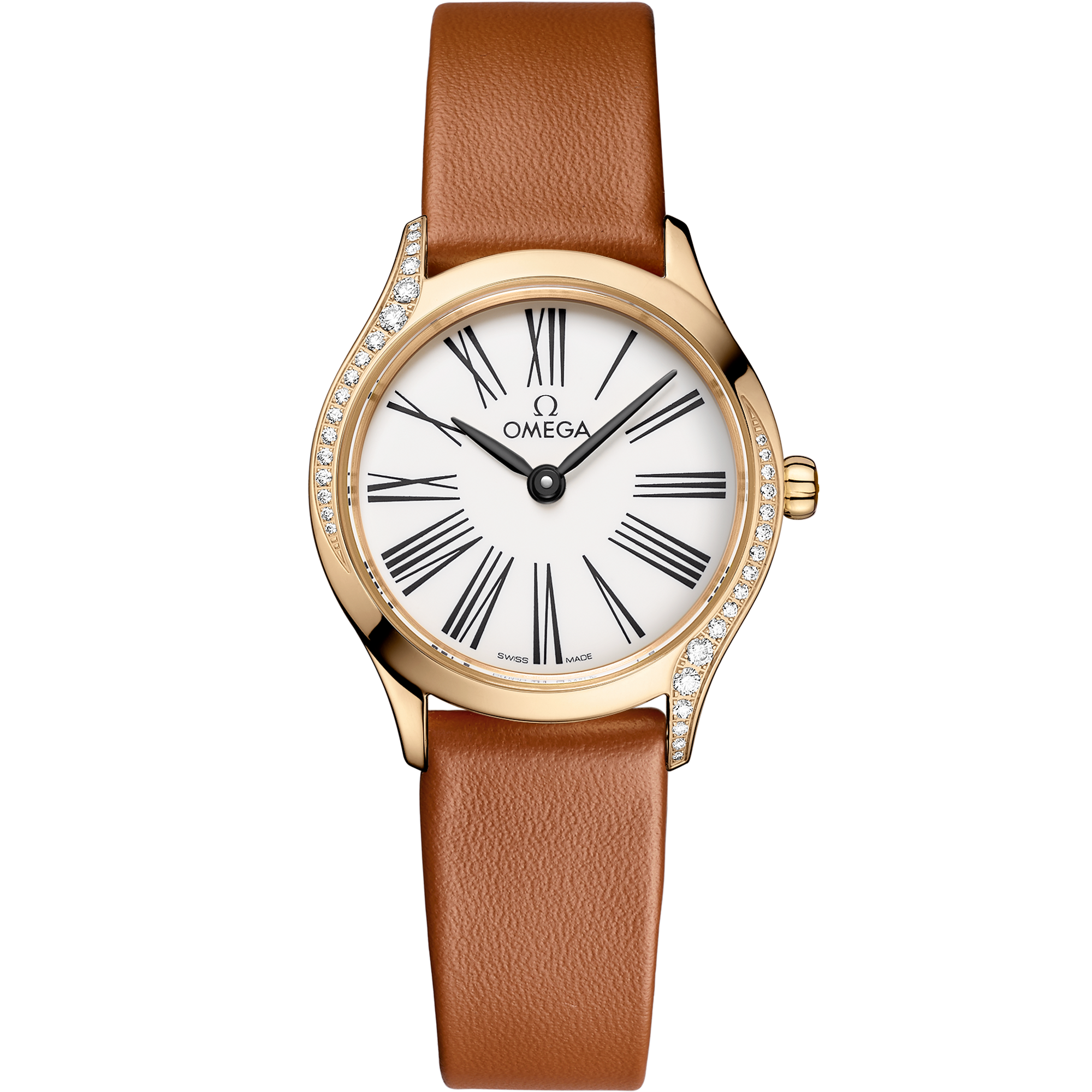 Omega DE VILLE MINI TRÉSOR 26 mm, Moonshine™ gold on leather strap 428.57.26.60.04.004