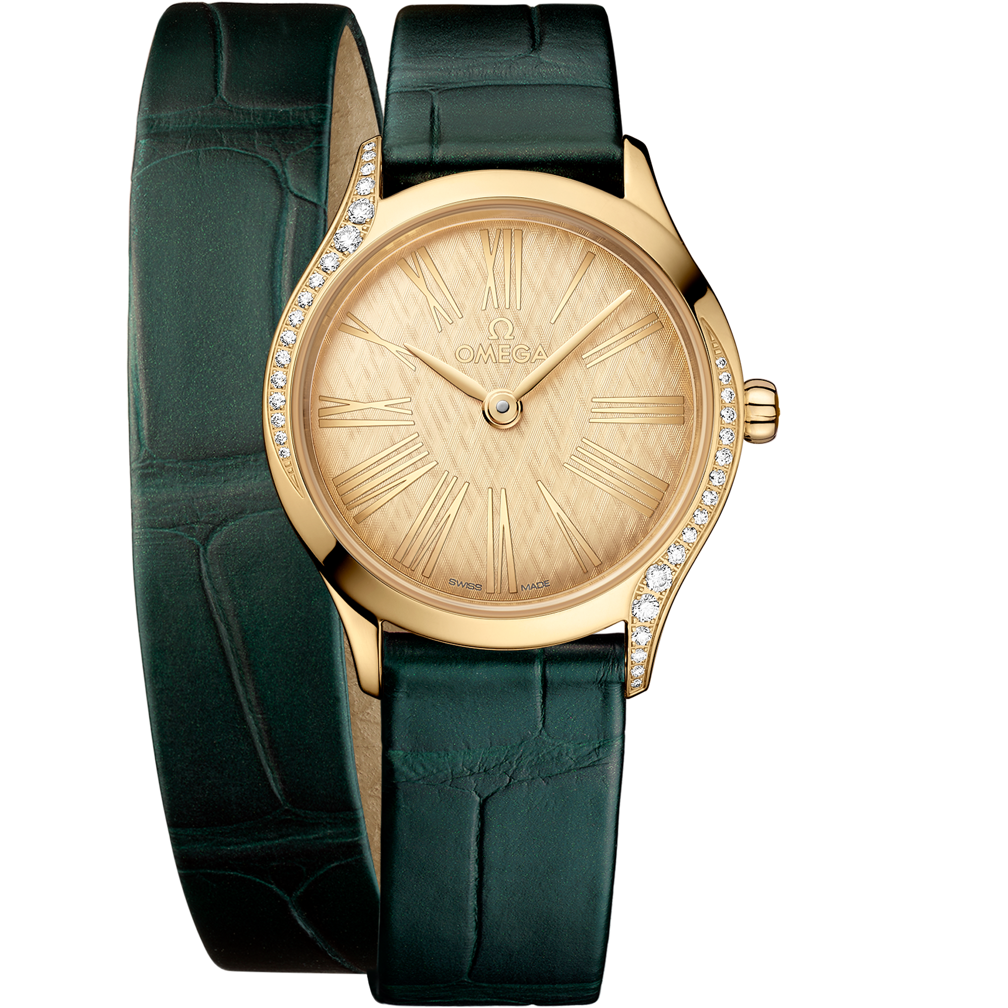 Omega DE VILLE MINI TRÉSOR 26 mm, Moonshine™ gold on alligator 428.58.26.60.99.002