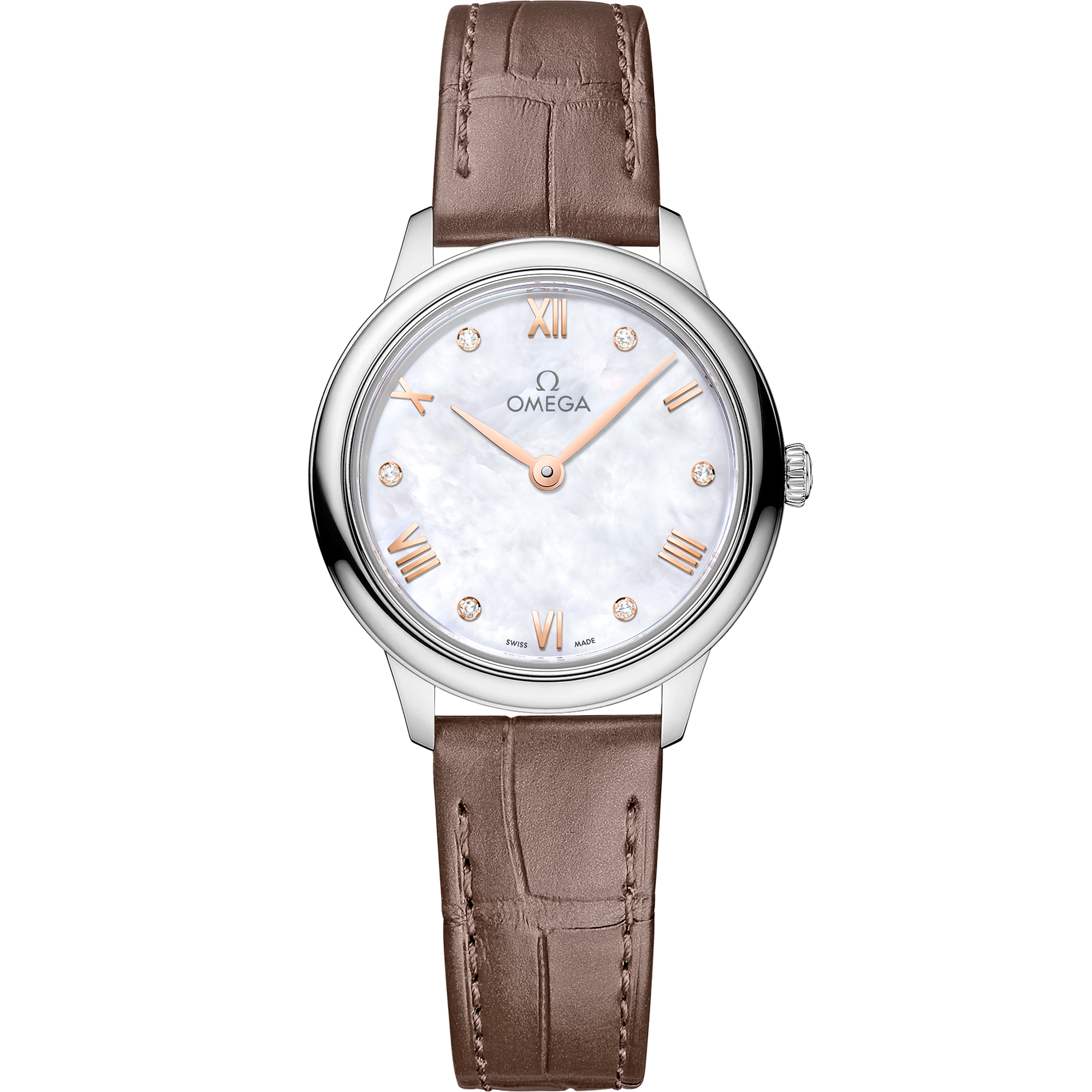 Omega DE VILLE PRESTIGE 27.5 mm, steel on leather strap 434.13.28.60.55.001