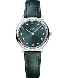 Omega DE VILLE PRESTIGE 27.5 mm, steel on leather strap 434.13.28.60.60.001