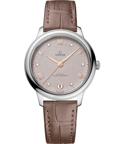 Omega DE VILLE PRESTIGE 34 mm, steel on leather strap 434.13.34.20.52.002