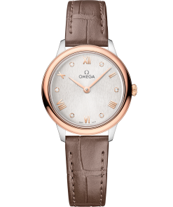 Omega DE VILLE PRESTIGE 27.5 mm, steel ‑ Sedna™ gold on leather strap 434.23.28.60.52.001