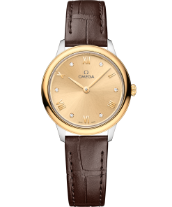 Omega DE VILLE PRESTIGE 27.5 mm, steel ‑ yellow gold on leather strap 434.23.28.60.58.001