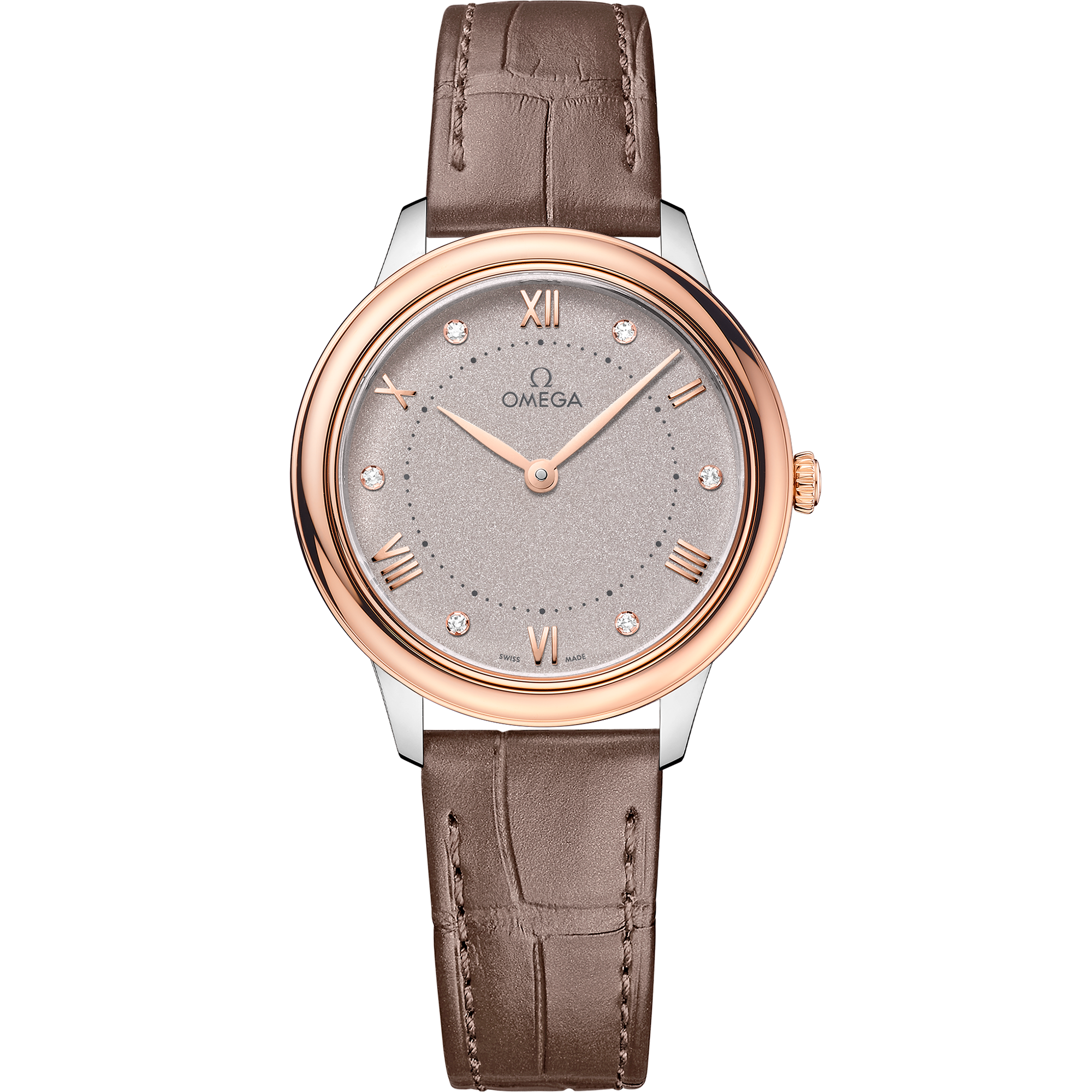 Omega DE VILLE PRESTIGE 30 mm, steel ‑ Sedna™ gold on leather strap 434.23.30.60.52.001