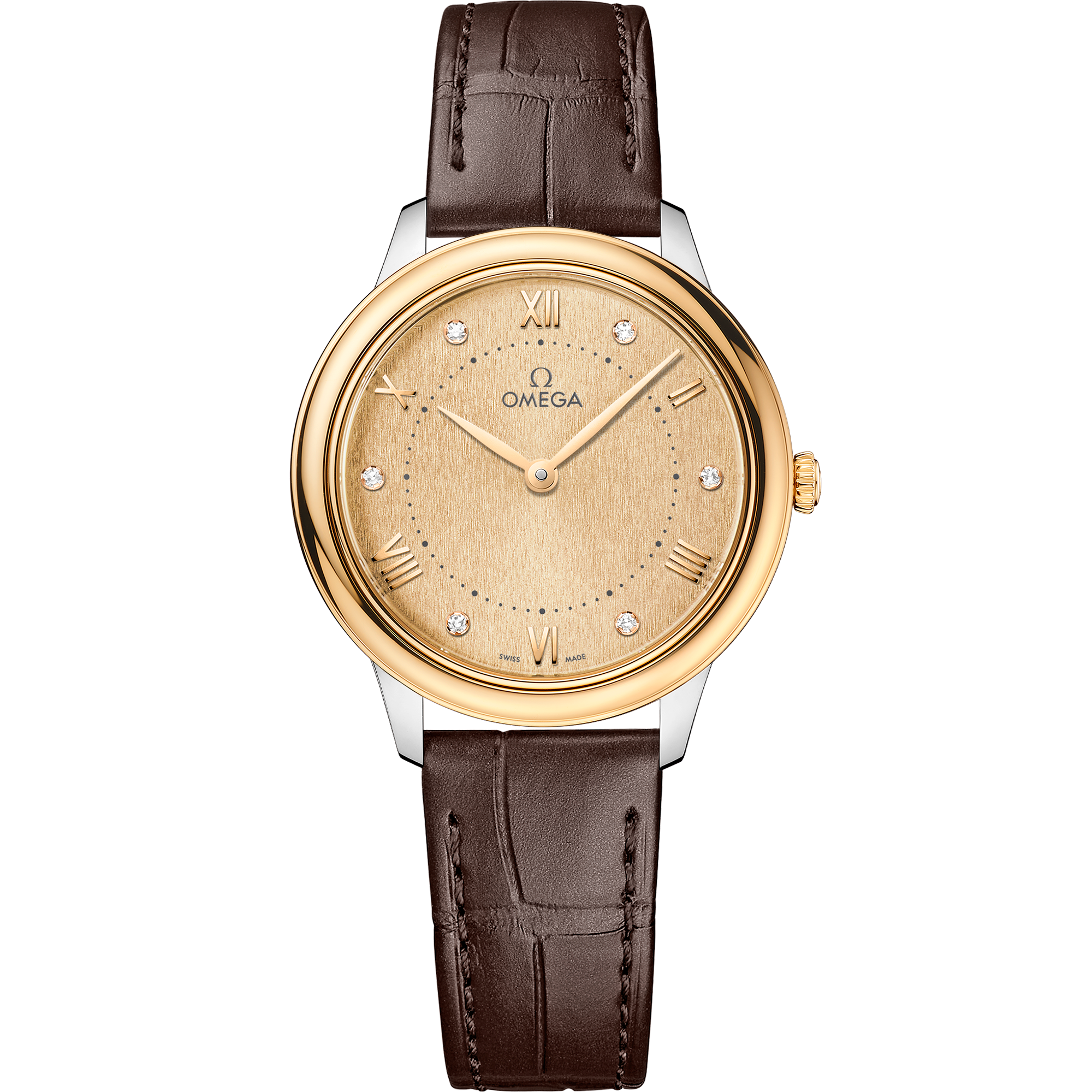 Omega DE VILLE PRESTIGE 30 mm, steel ‑ yellow gold on leather strap 434.23.30.60.58.001