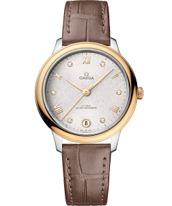 Omega DE VILLE PRESTIGE 34 mm, steel ‑ yellow gold on leather strap 434.23.34.20.52.002