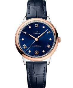 Omega DE VILLE PRESTIGE 34 mm, steel ‑ Sedna™ gold on leather strap 434.23.34.20.53.001