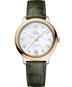 Omega DE VILLE PRESTIGE 34 mm, steel ‑ yellow gold on leather strap 434.23.34.20.55.002