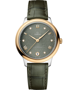 Omega DE VILLE PRESTIGE 34 mm, steel ‑ yellow gold on leather strap 434.23.34.20.60.001