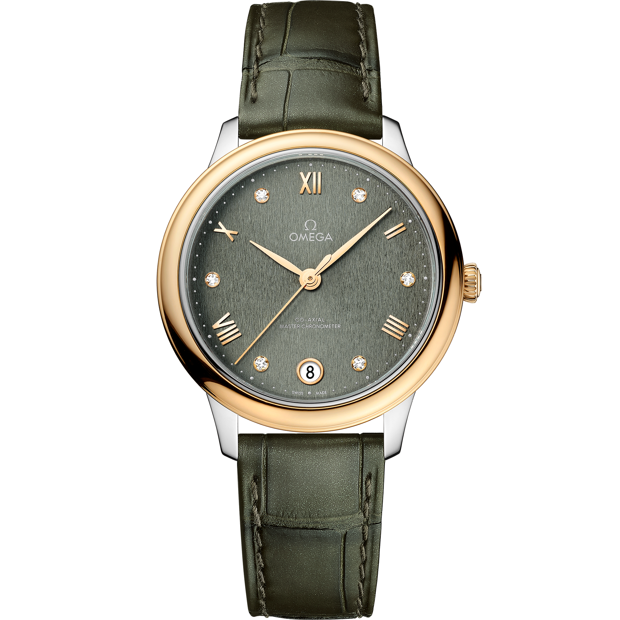Omega DE VILLE PRESTIGE 34 mm, steel ‑ yellow gold on leather strap 434.23.34.20.60.001