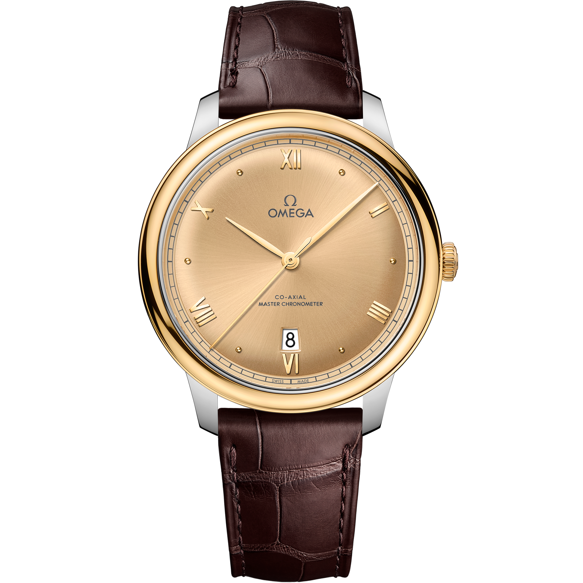 Omega DE VILLE PRESTIGE 40 mm, steel ‑ yellow gold on leather strap 434.23.40.20.08.001