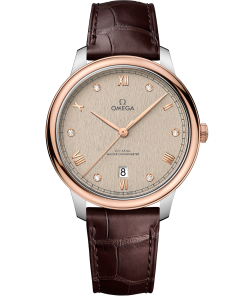 Omega DE VILLE PRESTIGE 40 mm, steel ‑ Sedna™ gold on leather strap 434.23.40.20.59.001