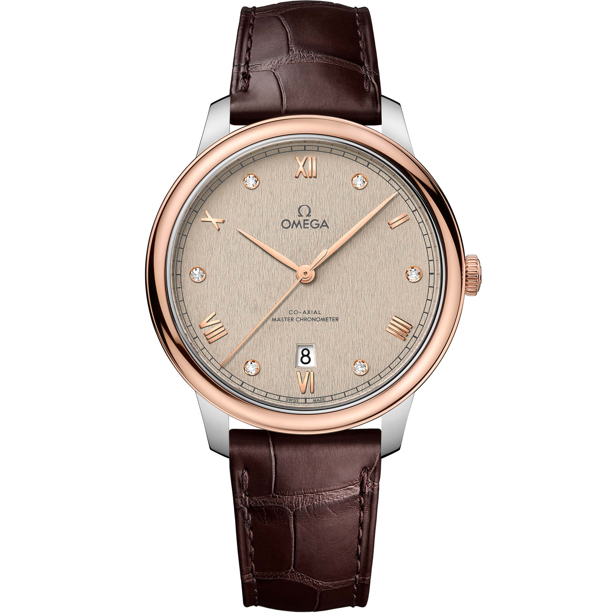 Omega DE VILLE PRESTIGE 40 mm, steel ‑ Sedna™ gold on leather strap 434.23.40.20.59.001