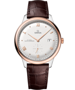 Omega DE VILLE PRESTIGE 41 mm, steel ‑ Sedna™ gold on leather strap 434.23.41.20.02.001