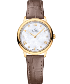 Omega DE VILLE PRESTIGE 27.5 mm, yellow gold on leather strap 434.53.28.60.55.002