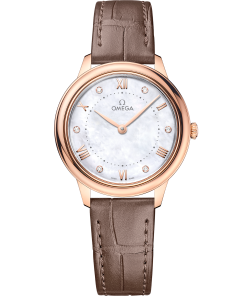 Omega DE VILLE PRESTIGE 30 mm, Sedna™ gold on leather strap 434.53.30.60.55.001