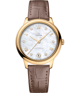 Omega DE VILLE PRESTIGE 34 mm, yellow gold on leather strap 434.53.34.20.55.002