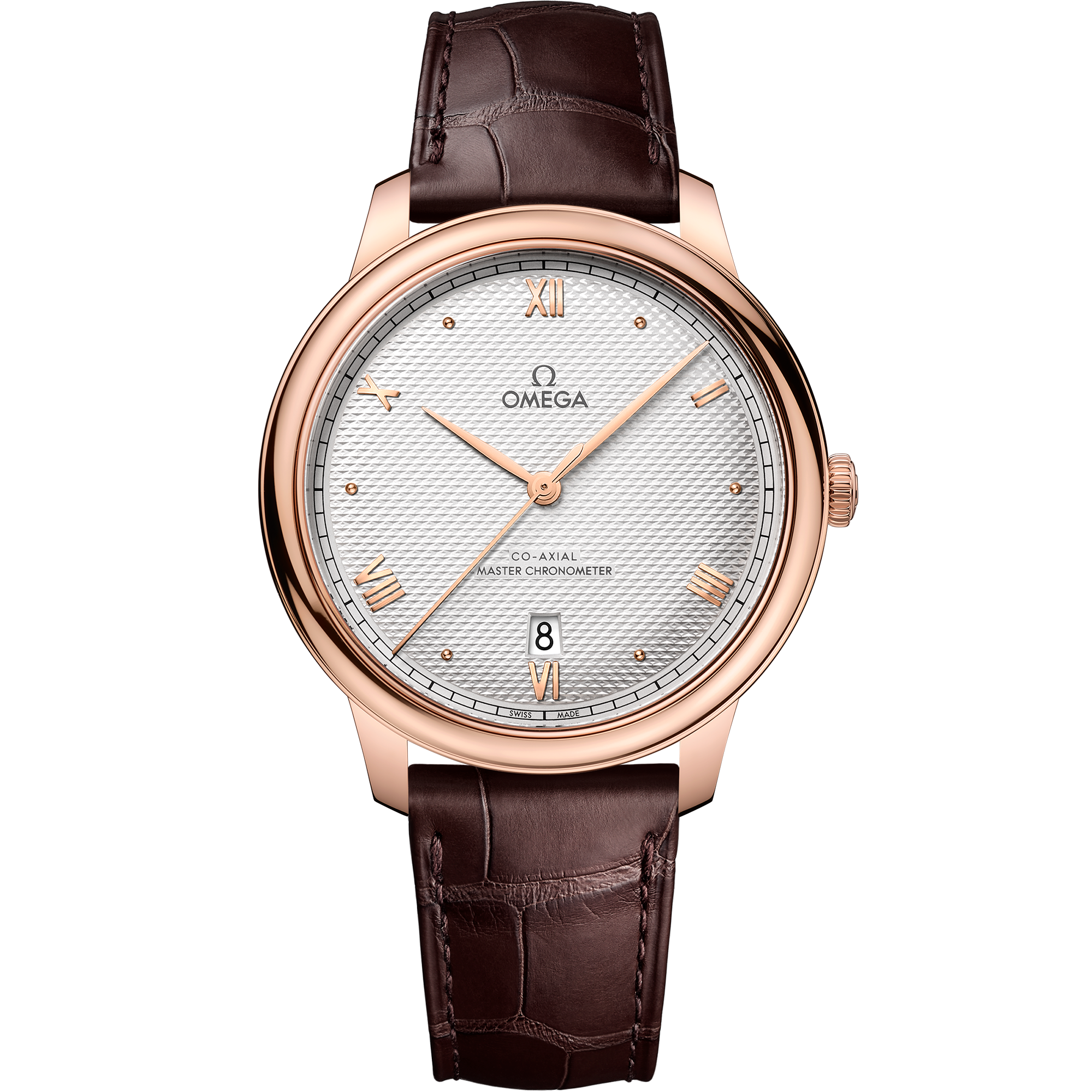Omega DE VILLE PRESTIGE 40 mm, Sedna™ gold on leather strap 434.53.40.20.02.001