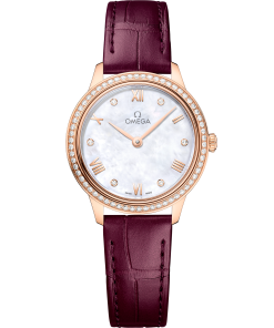 Omega DE VILLE PRESTIGE 27.5 mm, Sedna™ gold on leather strap 434.58.28.60.55.001