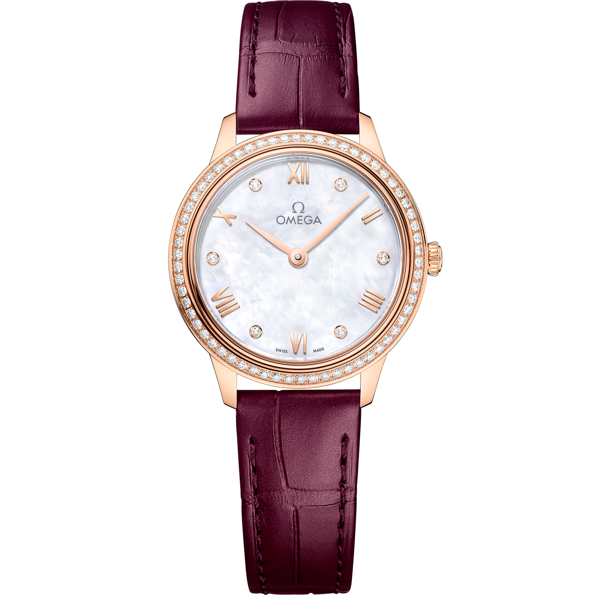 Omega DE VILLE PRESTIGE 27.5 mm, Sedna™ gold on leather strap 434.58.28.60.55.001