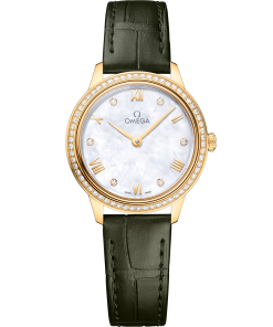 Omega DE VILLE PRESTIGE 27.5 mm, yellow gold on leather strap 434.58.28.60.55.002