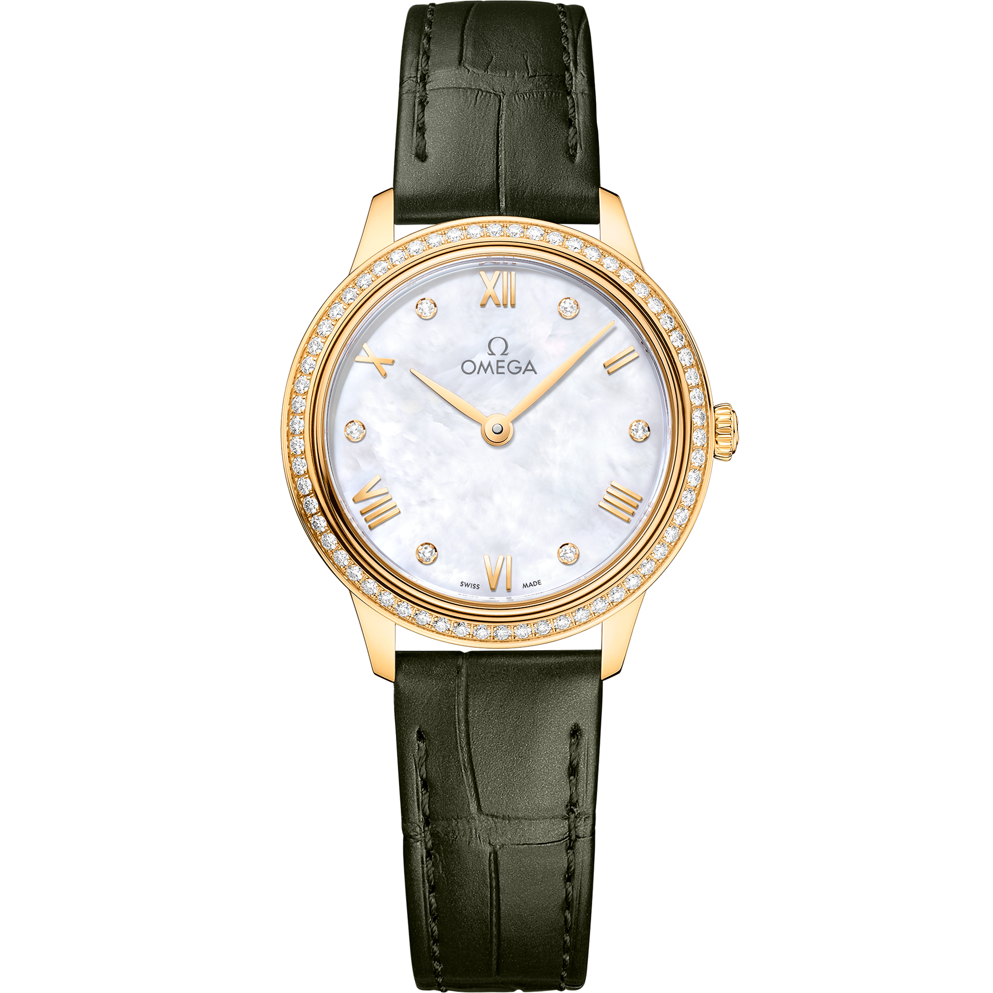 Omega DE VILLE PRESTIGE 27.5 mm, yellow gold on leather strap 434.58.28.60.55.002