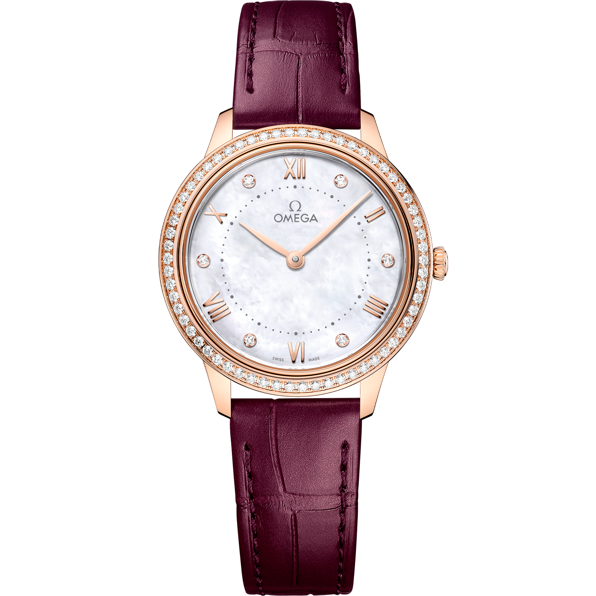 Omega DE VILLE PRESTIGE 30 mm, Sedna™ gold on leather strap 434.58.30.60.55.001