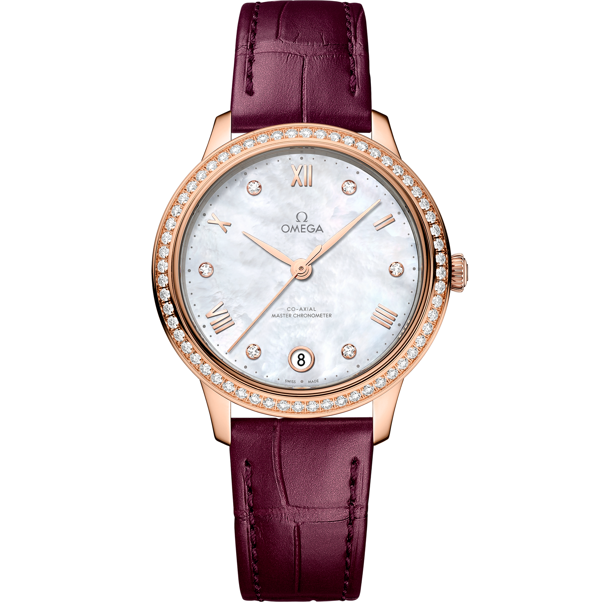 Omega DE VILLE PRESTIGE 34 mm, Sedna™ gold on leather strap 434.58.34.20.55.001