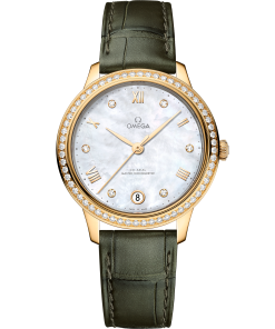 Omega DE VILLE PRESTIGE 34 mm, yellow gold on leather strap 434.58.34.20.55.002