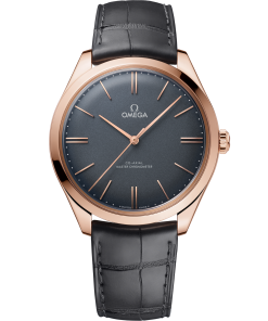 Omega DE VILLE TRÉSOR 40 mm, Sedna™ gold on leather strap 435.53.40.21.06.001