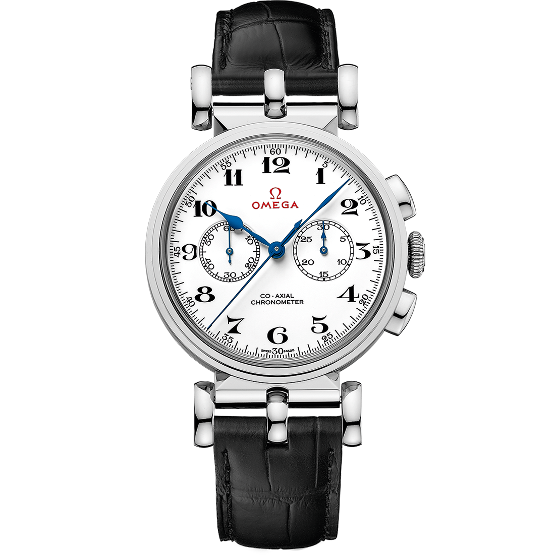 Omega SPECIALITIES OLYMPIC OFFICIAL TIMEKEEPER 38 mm, white gold on leather strap 522.53.38.50.04.001